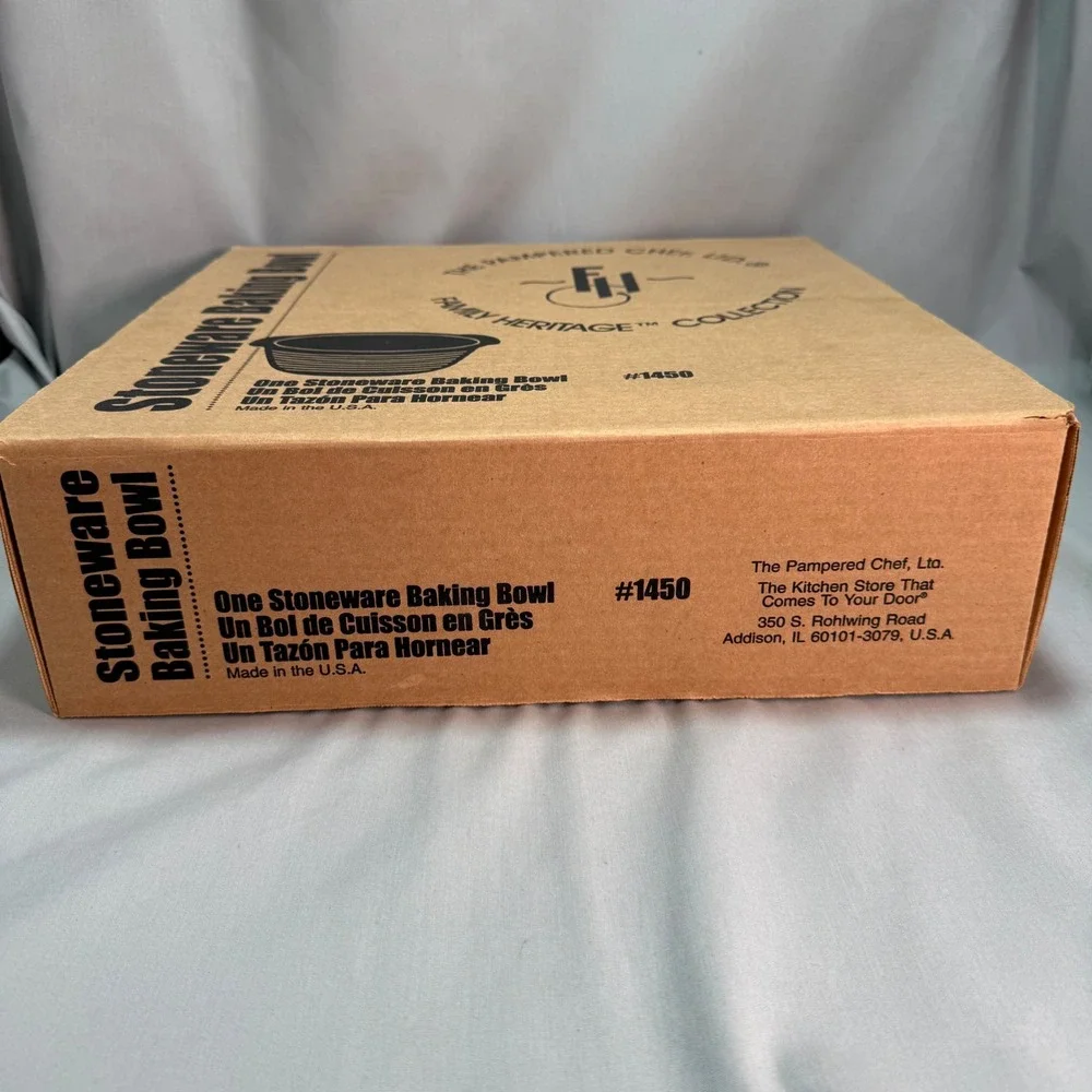 Pampered Chef Family Heritage 1 qt Stoneware Baking Bowl #1450 Bread Making NEW